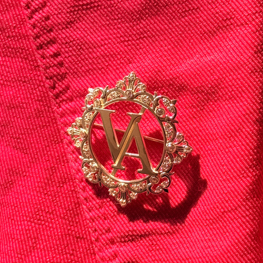 Customized Initial Silver Brooch