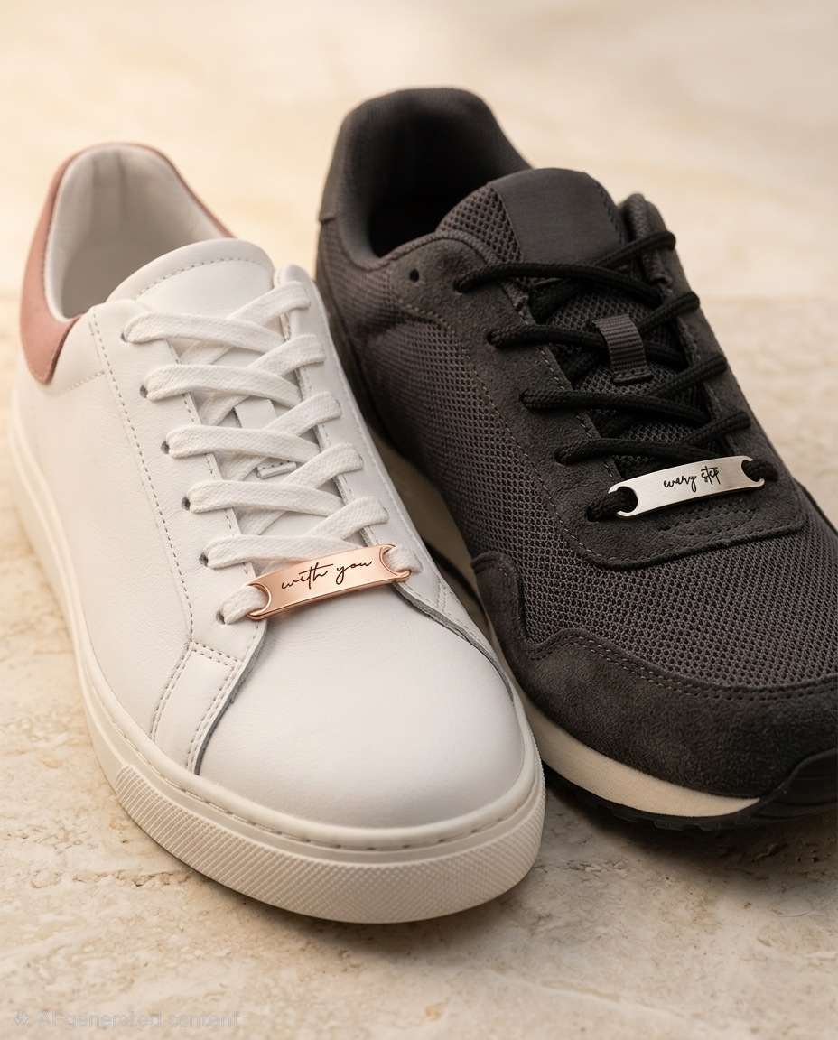 With You Every Steo Lace Tag - Engraved Message Sneaker Lace Charm for Couple
