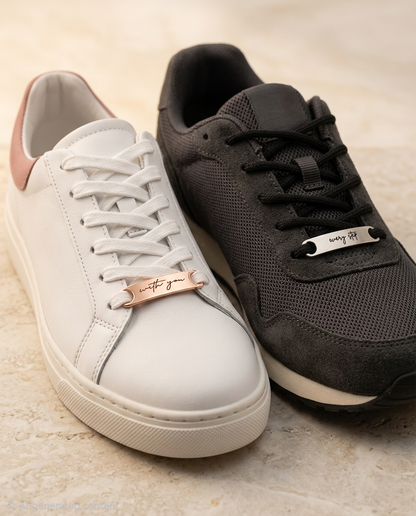 With You Every Steo Lace Tag - Engraved Message Sneaker Lace Charm for Couple