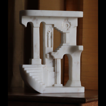 White architectural marble home home decor inspired by MC Escher"s artwork.