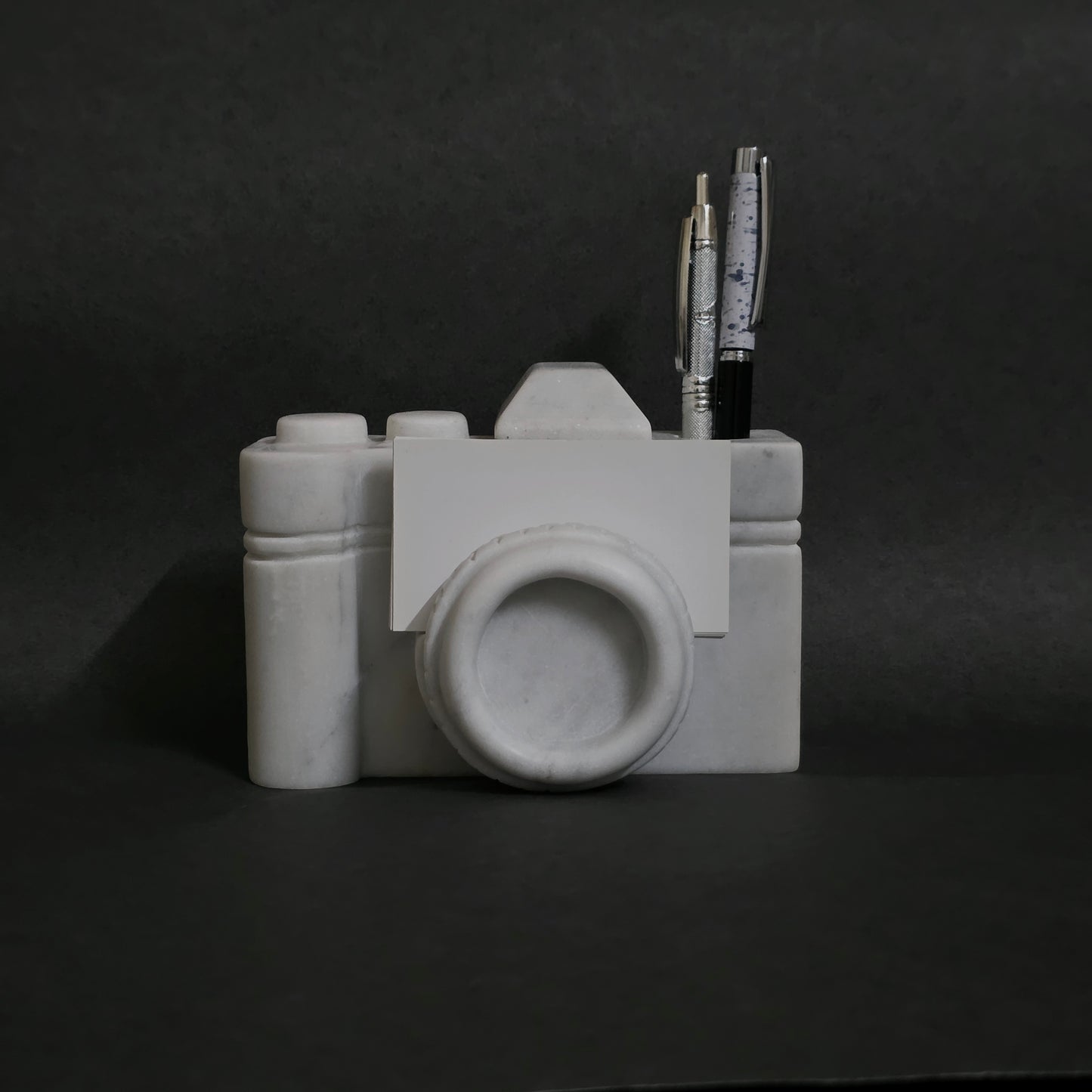 Marble Camera card holder and pen stand