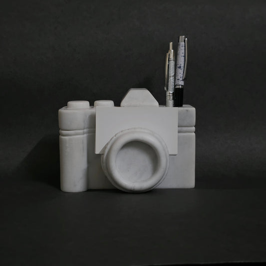 Marble Camera card holder and pen stand