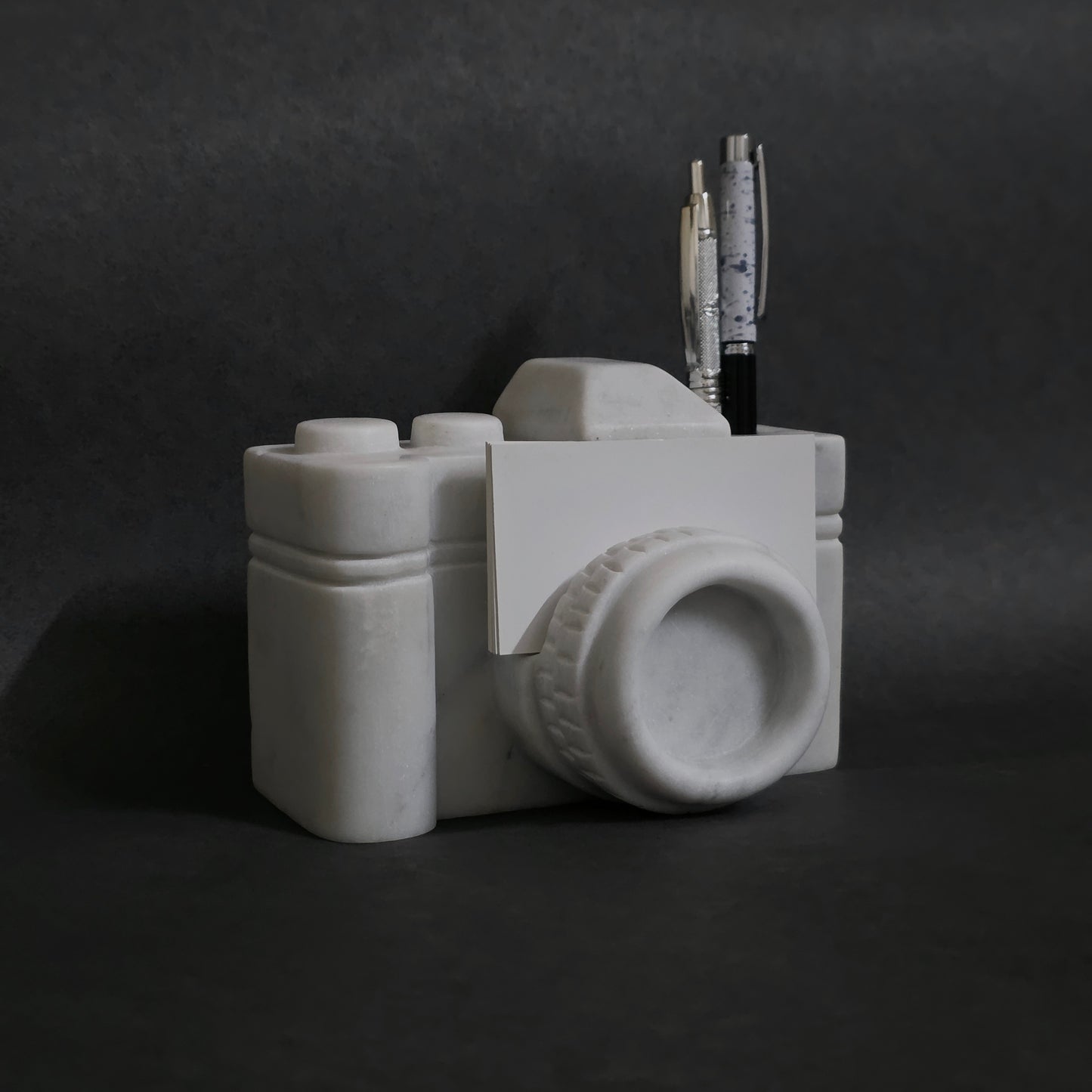 Marble Camera Card Holder and Pen Stand