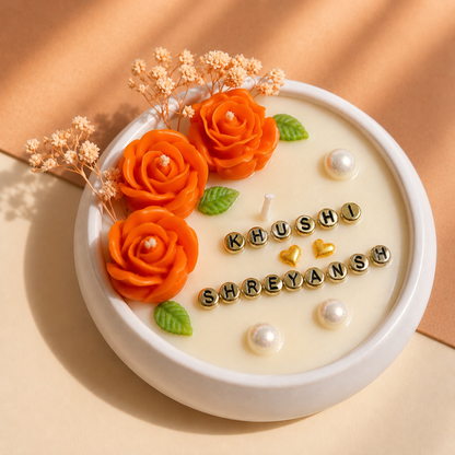 Custom Name Rose Candle