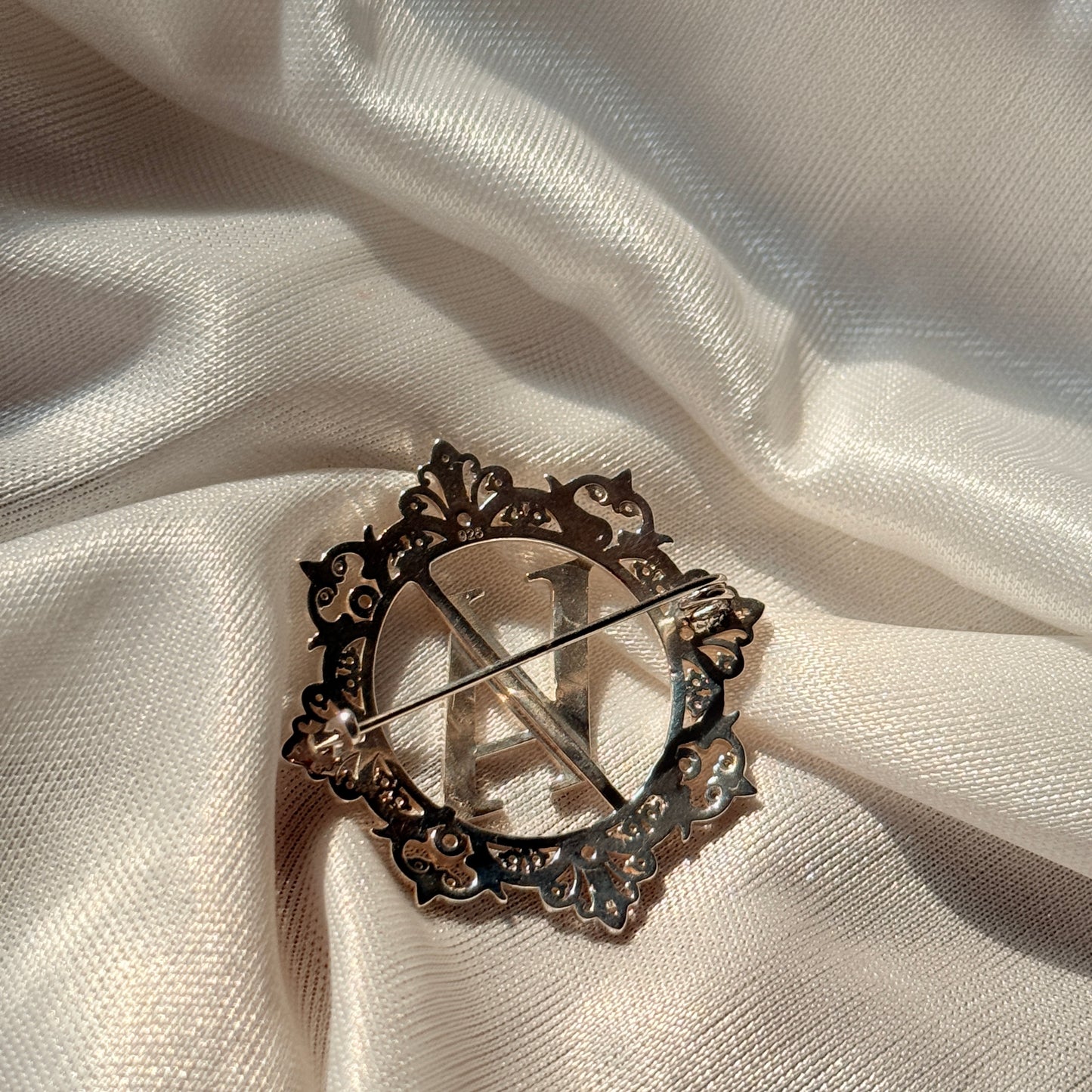 Customized Initial Silver Brooch