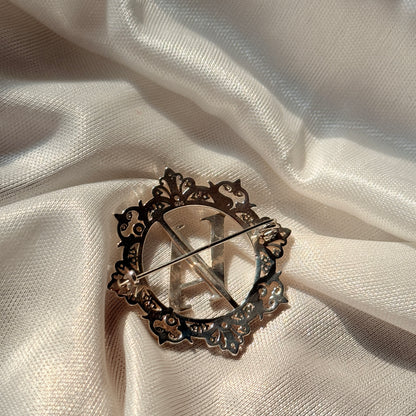 Customized Initial Silver Brooch