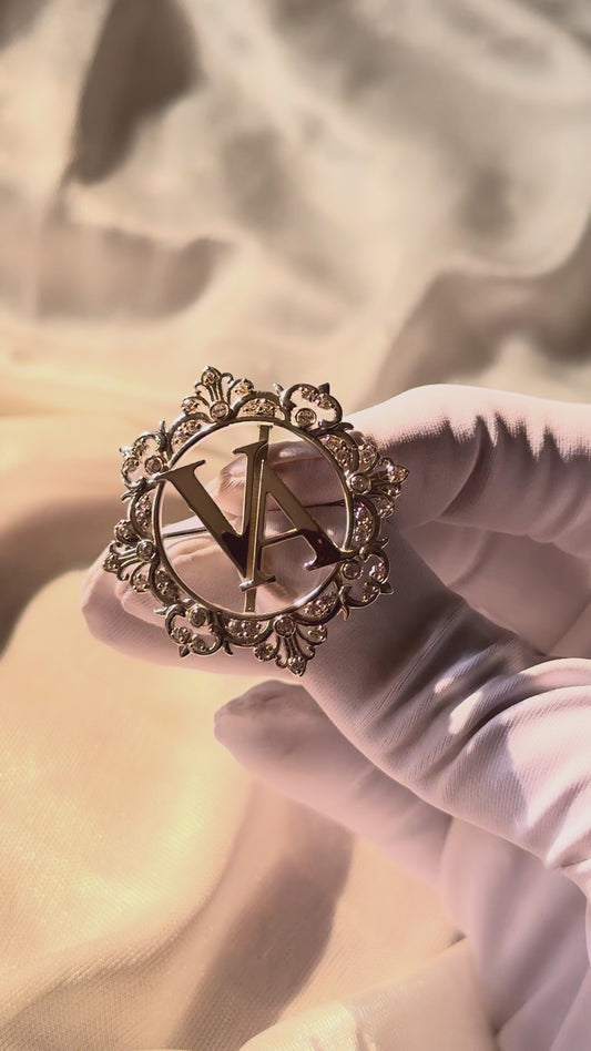 Customized Initial Silver Brooch